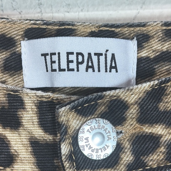 (Q) NWT TELEPATHY -Leopard Print Low Rise Wide Leg Jeans in BrownWomen's,Sz 5/27 - Picture 5 of 12